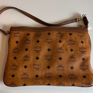 MCM cognac wristlet/pouch